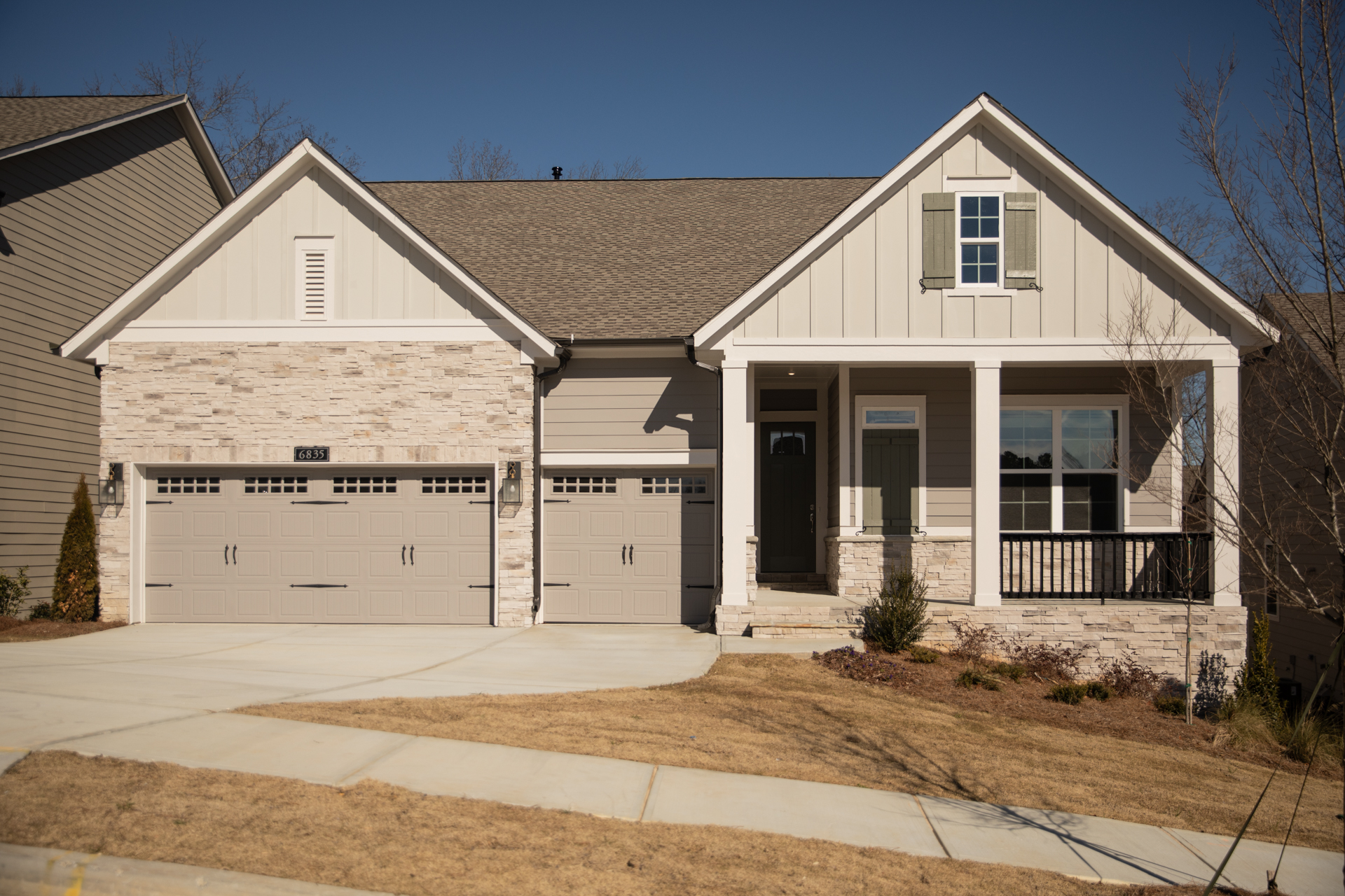 Moeller Purcell — James Hardie fiber cement cornices, board and batten siding, cedar brackets, and porches on Georgia Tech Campus.